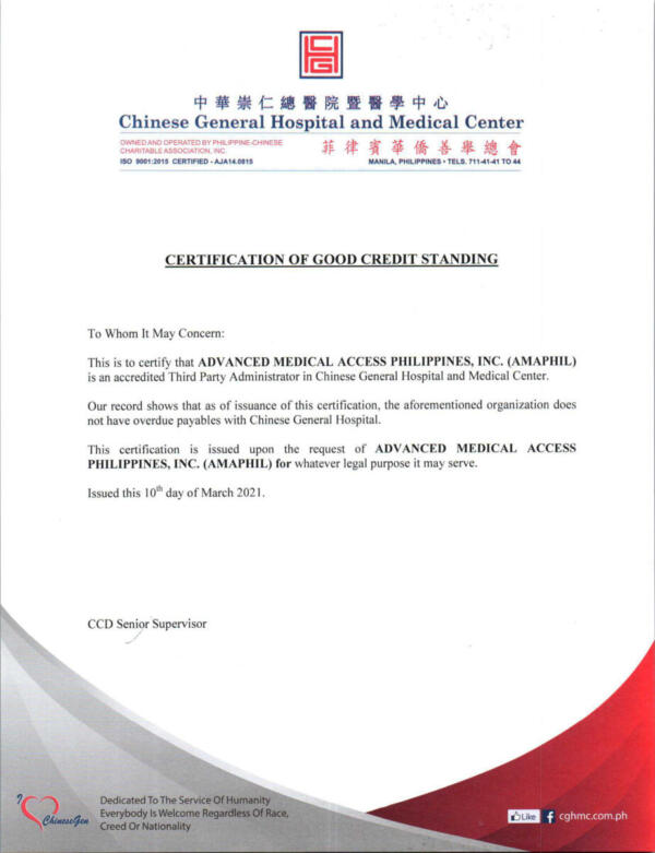 CHINESE GENERAL HOSPITAL AND MEDICAL CENTER