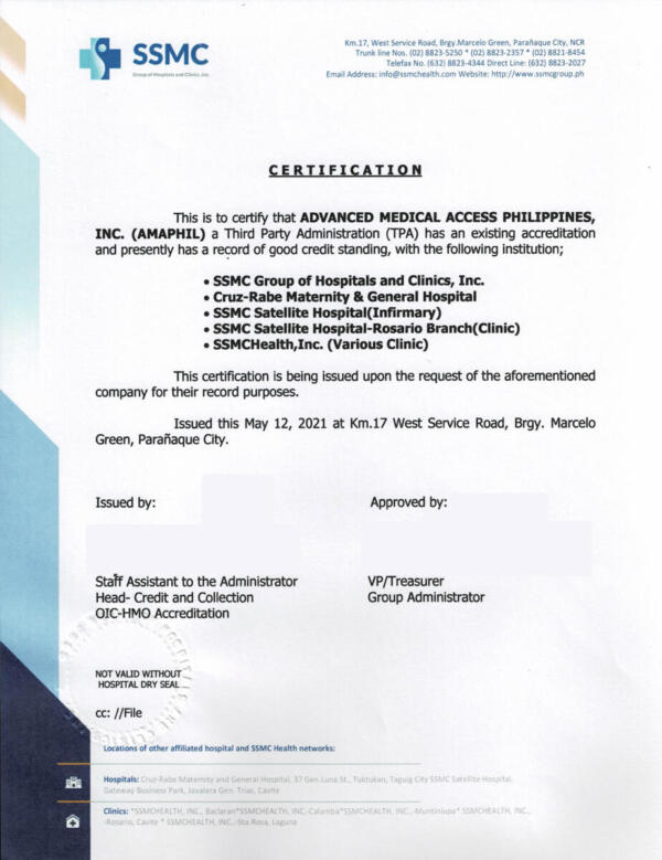 SSMC GROUP OF HOSPITALS AND CLINICS,INC.